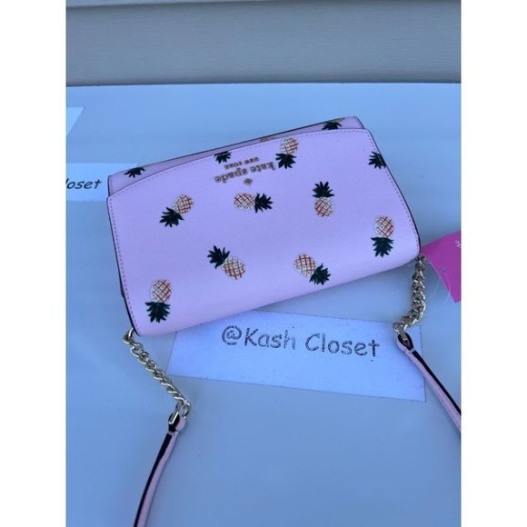 Kate Spade Staci Pineapple Printed Small Flap Crossbody  Pink Multi - Picture 5 of 9